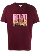 Kenzo Tiger Mountain Logo Printed T-shirt - Red