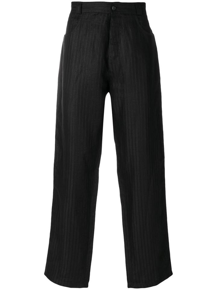 Versace Vintage Striped Straight-leg Trousers - Black
