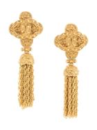Chanel Pre-owned 1994 Cc Chain Tassel Earrings - Gold