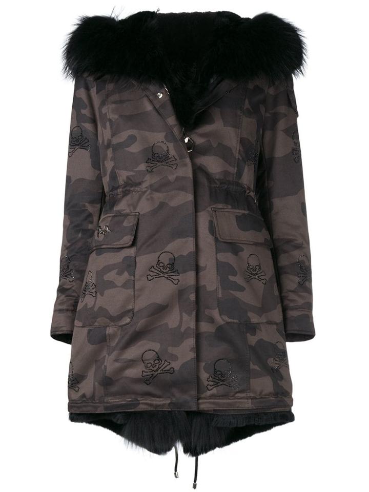 Philipp Plein Camouflage Fur-lined Parka - Brown