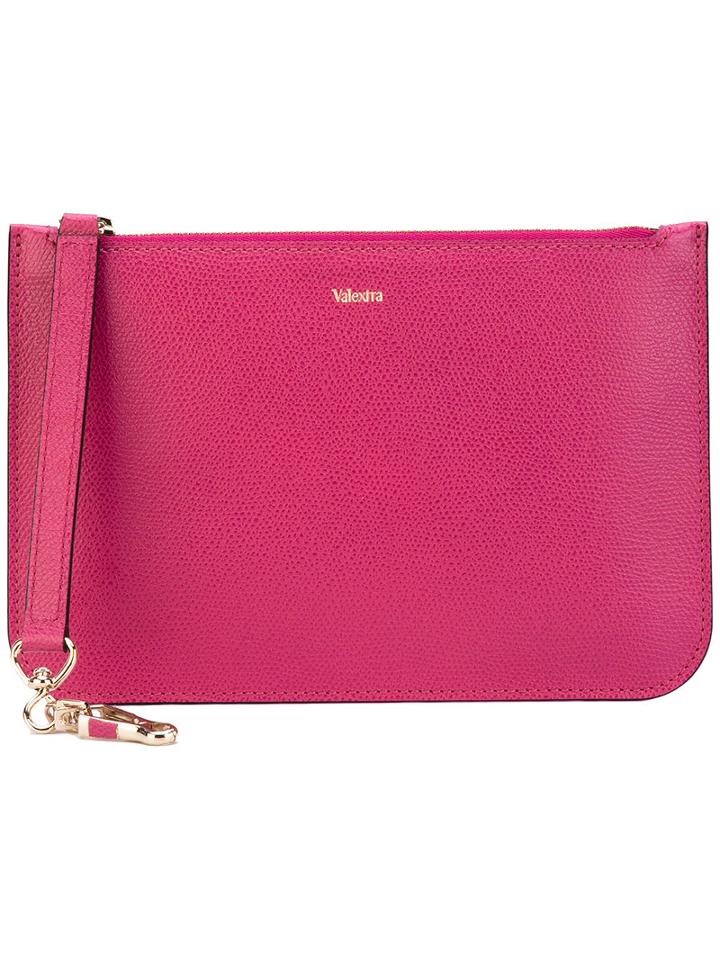 Valextra - Grained Pouch Bag - Women - Calf Leather - One Size, Pink/purple, Calf Leather