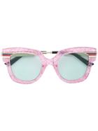 Gucci Eyewear Oversized Glitter Sunglasses - Pink & Purple