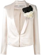 Lanvin - Fitted Embroidered Blazer - Women - Polyamide/polyester/acetate/glass - 40, Nude/neutrals, Polyamide/polyester/acetate/glass