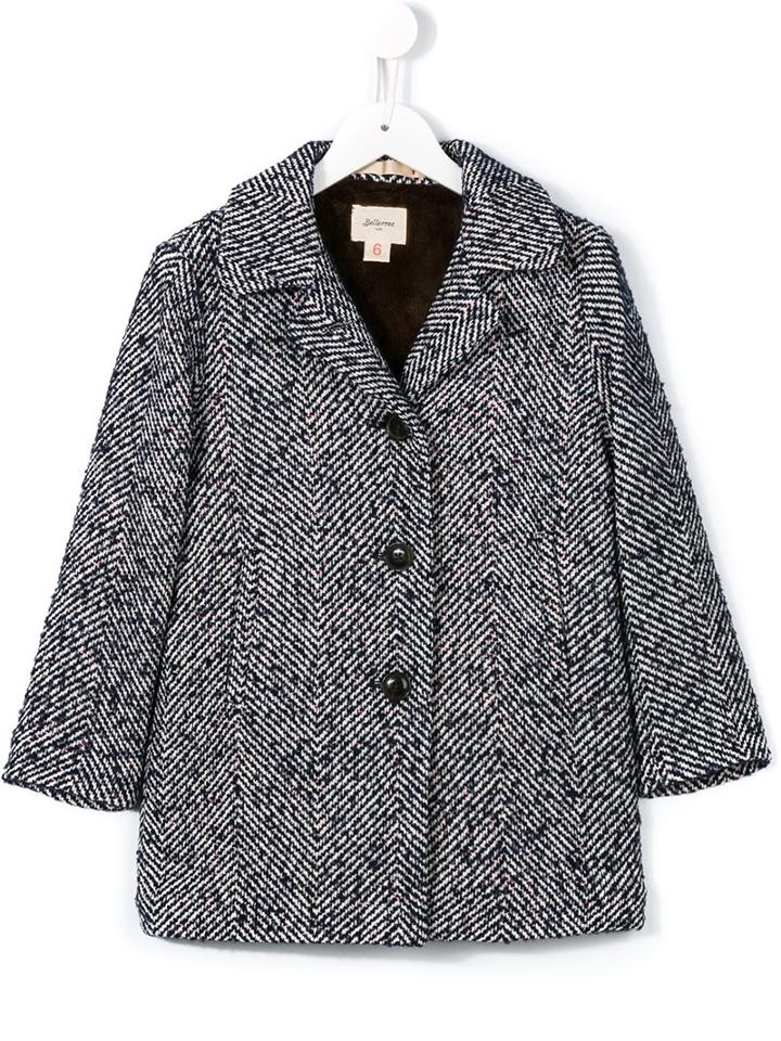 Bellerose Kids Herringbone Coat, Girl's, Size: 12 Yrs, Black