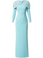Safiyaa London Embellished Cape Gown - Blue