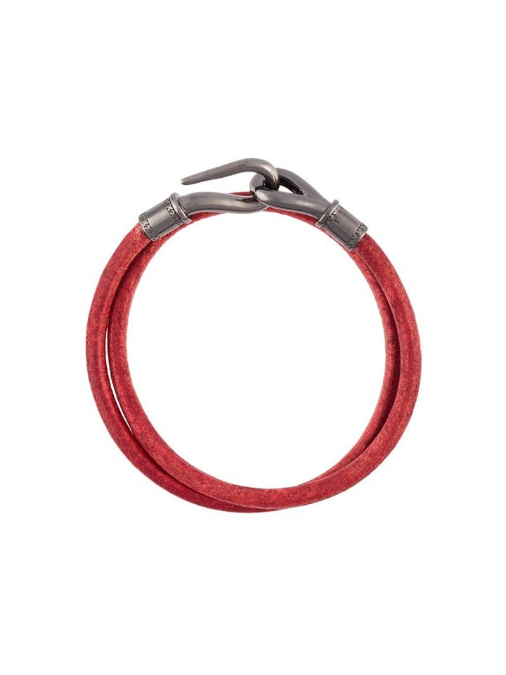 Nialaya Jewelry Hook Wrap Around Bracelet, Men's, Size: Large, Red