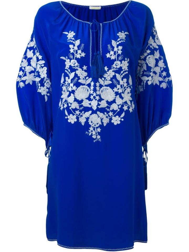 P.a.r.o.s.h. Embroidered Beach Dress, Women's, Blue, Silk