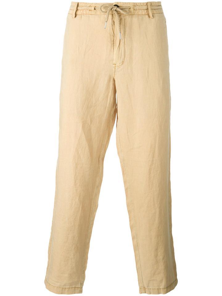 Armani Jeans - Drawstring Trousers - Men - Linen/flax - 46, Nude/neutrals, Linen/flax