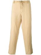 Armani Jeans - Drawstring Trousers - Men - Linen/flax - 46, Nude/neutrals, Linen/flax