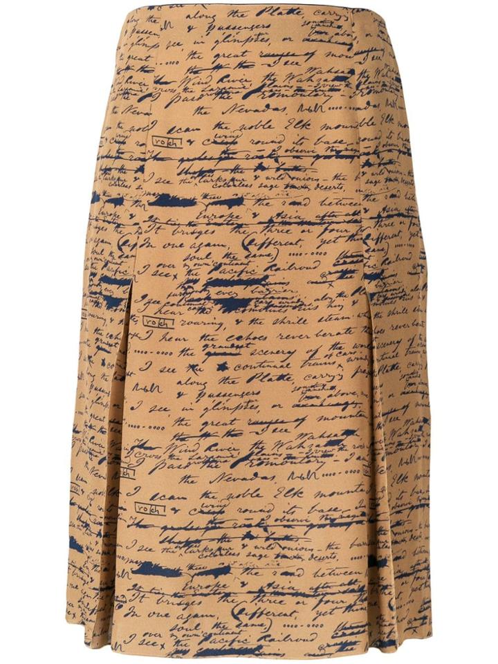 Rokh Handwriting Print Skirt - Brown