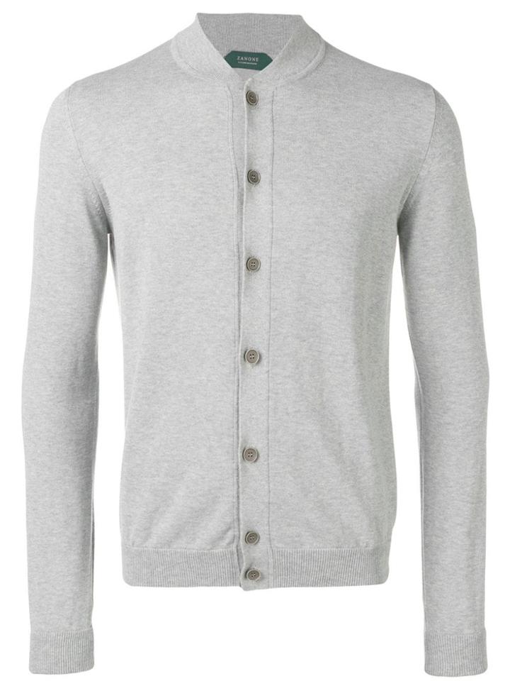 Zanone Round Neck Cardigan - Grey