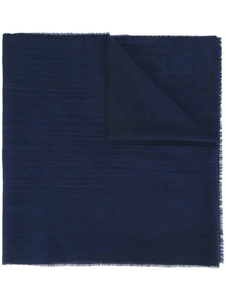 Etro Jacquard Scarf, Men's, Blue, Silk/wool