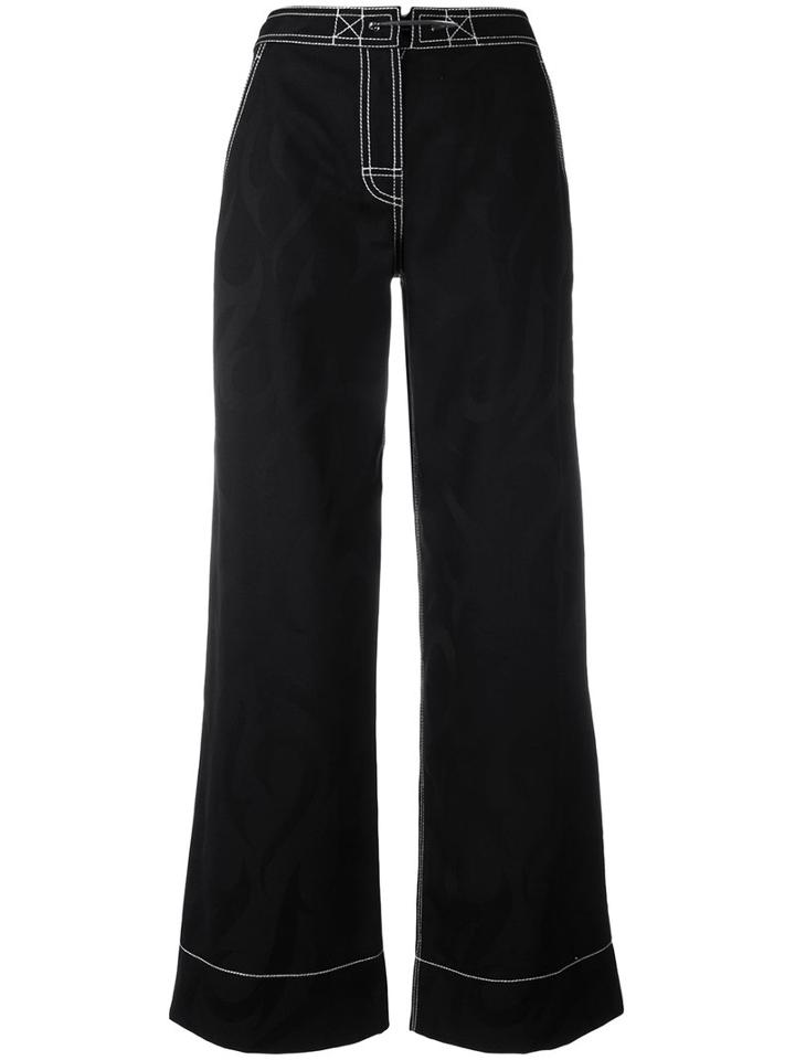 Alexander Wang - Denim Look Palazzo Pants - Women - Wool - 4, Black, Wool