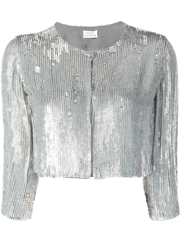 P.a.r.o.s.h. Sequin Cropped Jacket - Silver