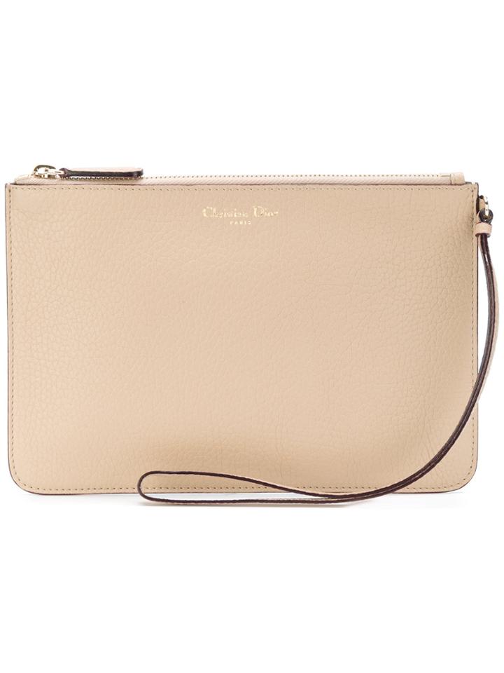 Christian Dior Vintage Top Zip Clutch - Nude & Neutrals