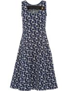 Prada Jacquard Motif Jersey Dress - Blue
