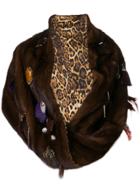 Liska Feather Embellished Snood - Brown