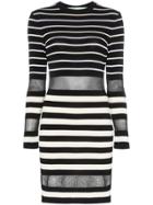 Off-white Mesh Panel Stripe Print Mini Dress - Black