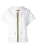 No21 Short Sleeve Zipped Hoodie, Women's, Size: 40, White, Cotton