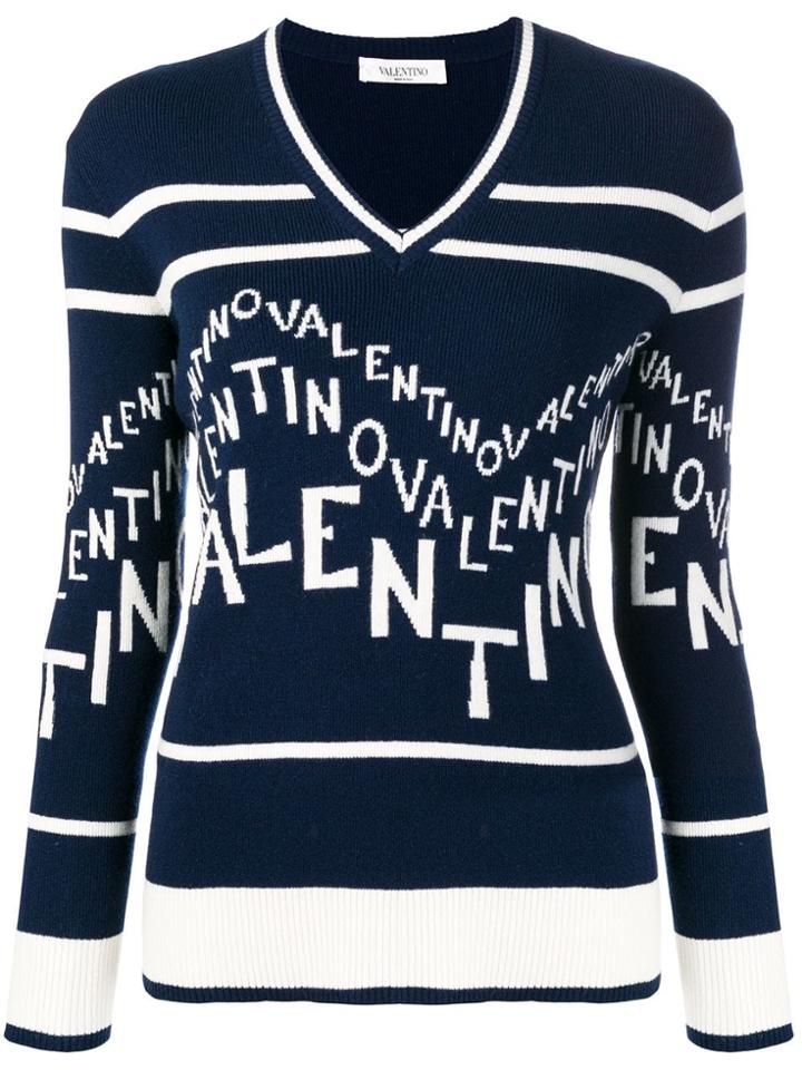Valentino Emblazoned Logo Jumper - Blue