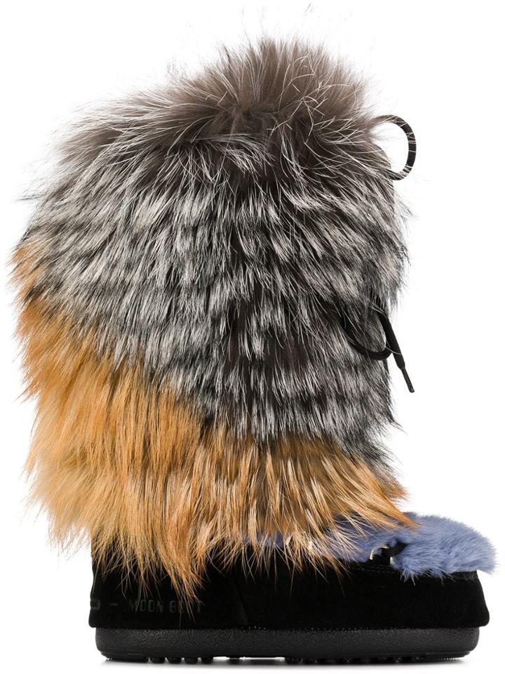 Yves Salomon Textured Moon Boots - Grey