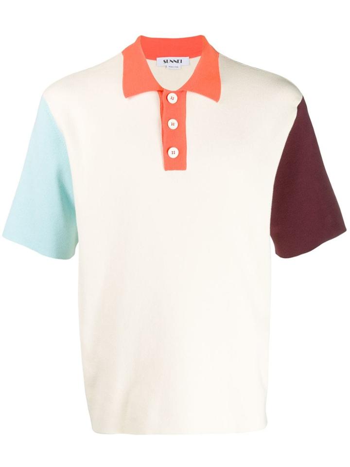 Sunnei Contrast Panel Polo Shirt - Neutrals