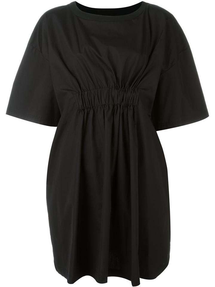 Mm6 Maison Margiela Gathered Waist Dress, Women's, Size: 42, Black, Cotton/viscose