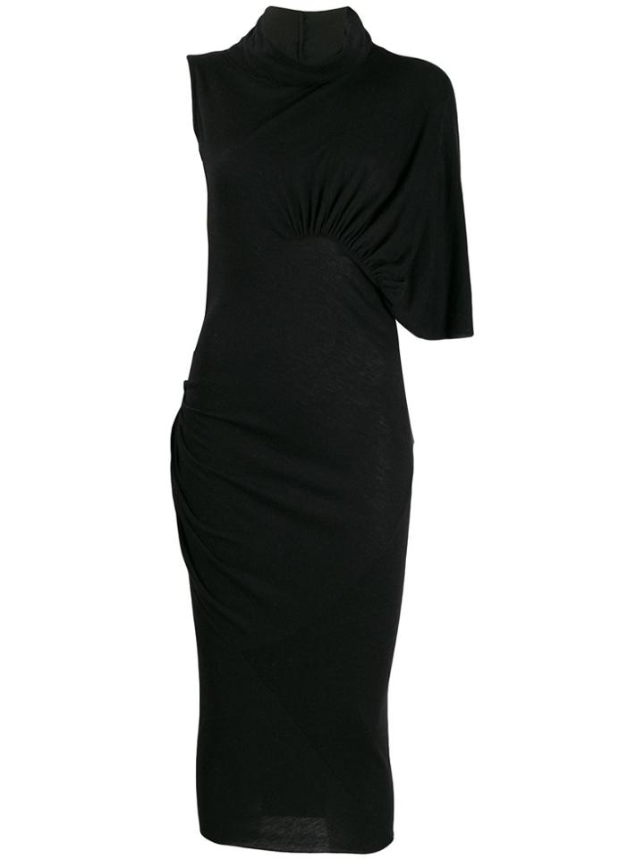 Rick Owens Lilies Draped One Sleeve Dress - Black