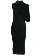 Rick Owens Lilies Draped One Sleeve Dress - Black