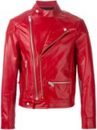 Maison Margiela Classic Biker Jacket, Men's, Size: 48, Red, Calf Leather/cotton/viscose