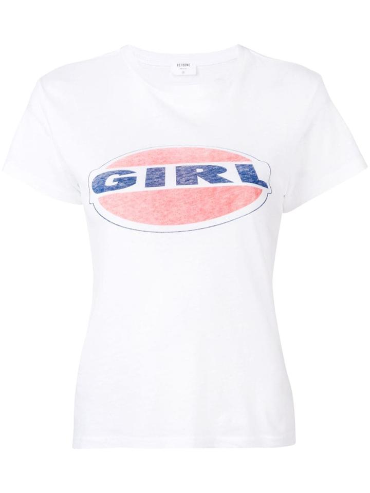Re/done Girl Logo Print T-shirt - White