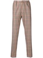 Dondup Slim Fit Checked Trousers - Nude & Neutrals