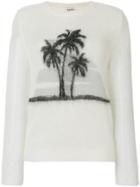 Saint Laurent Palm Tree Print Sweater - White