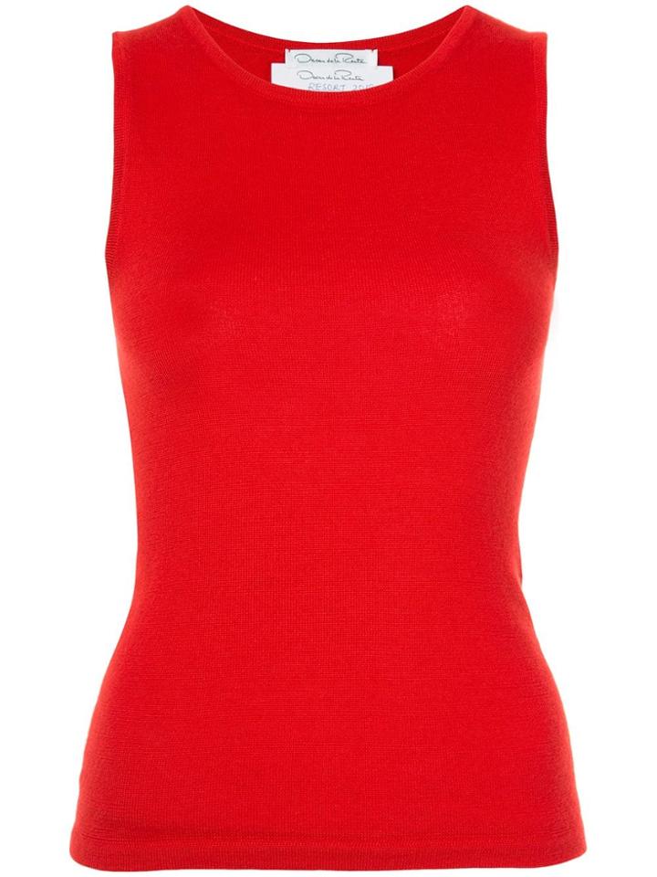 Oscar De La Renta Knitted Tank Top - Red