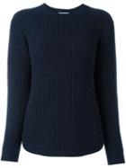 Brunello Cucinelli Ribbed Jumper, Women's, Size: Medium, Blue, Polyamide/virgin Wool/cashmere/silk