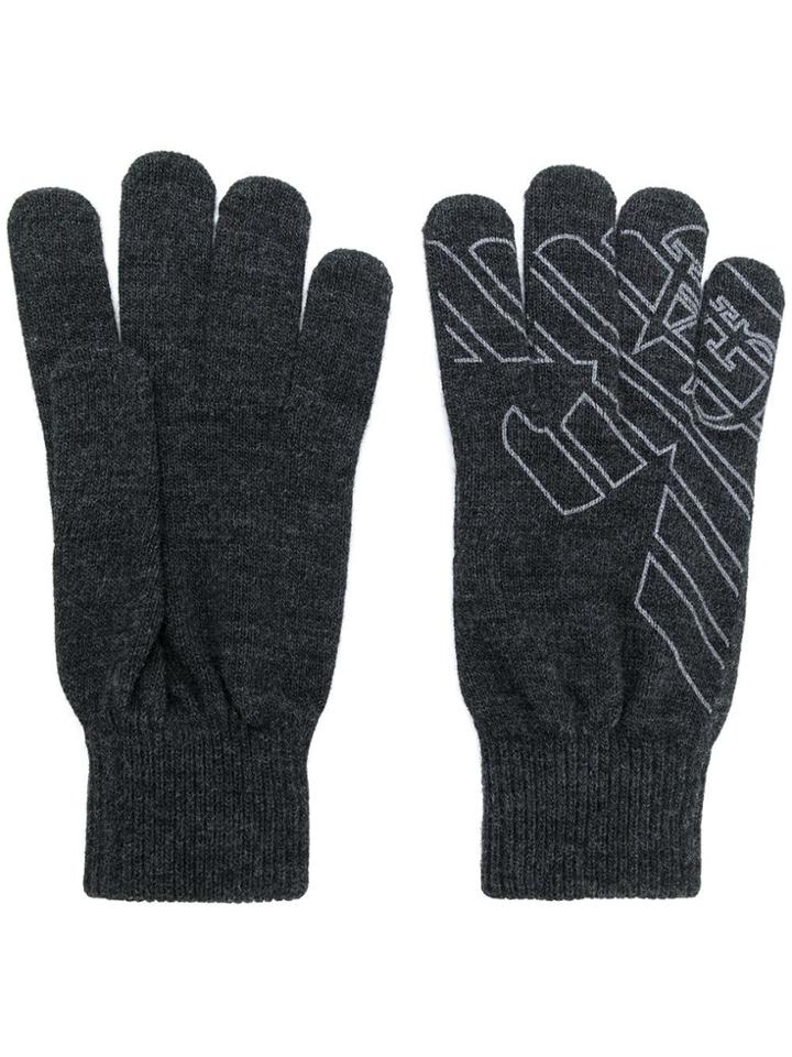 Ea7 Emporio Armani Logo Gloves - Grey