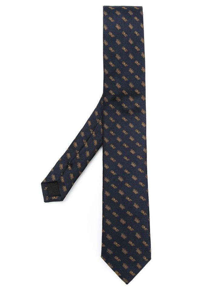 Dolce & Gabbana Jacquard Logo Tie - Blue