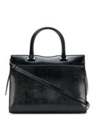 Saint Laurent Crocodile Embossed Uptown Tote Bag - Black