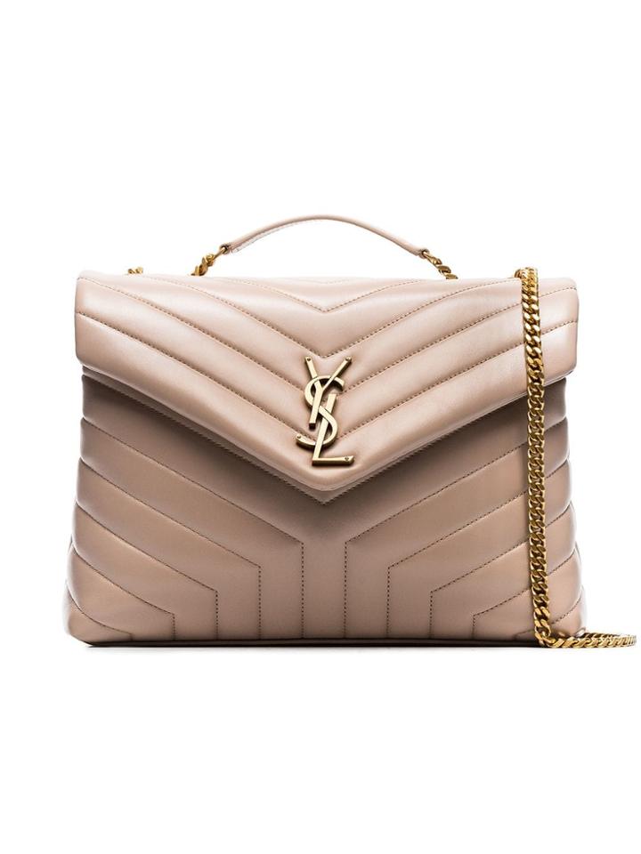 Saint Laurent Nude Lou Lou Medium Quilted Leather Shoulder Bag -