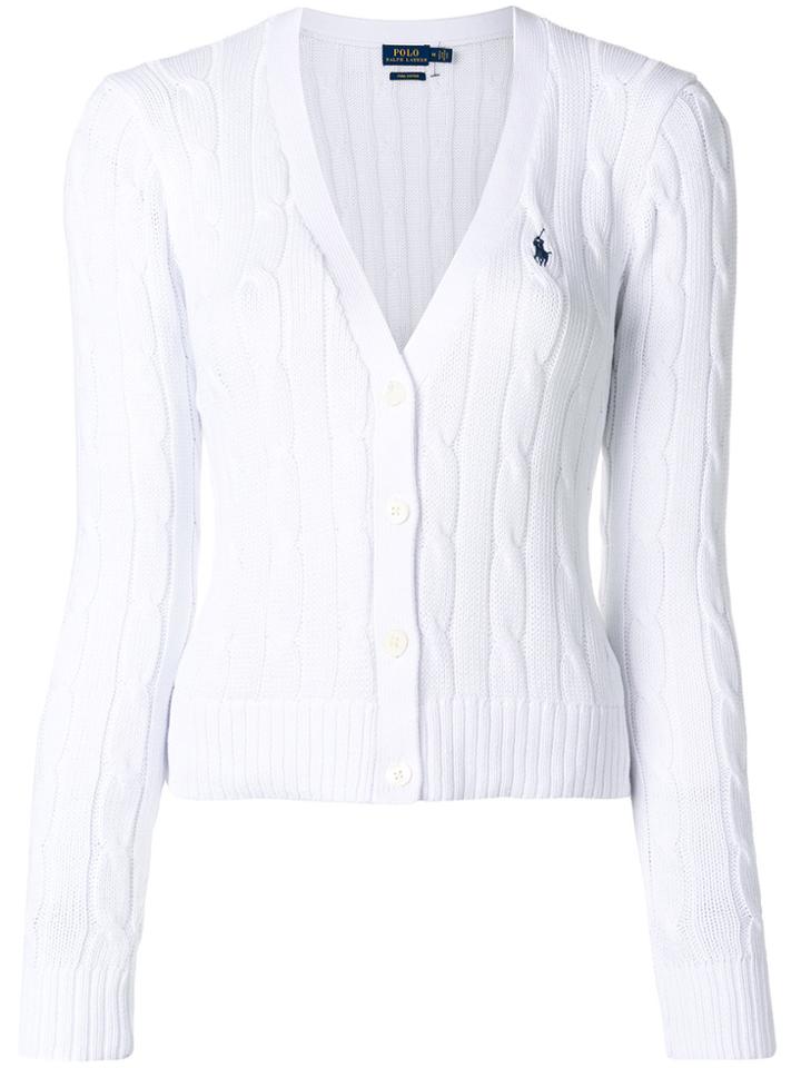 Polo Ralph Lauren Cropped Cable Knit Cardigan - White