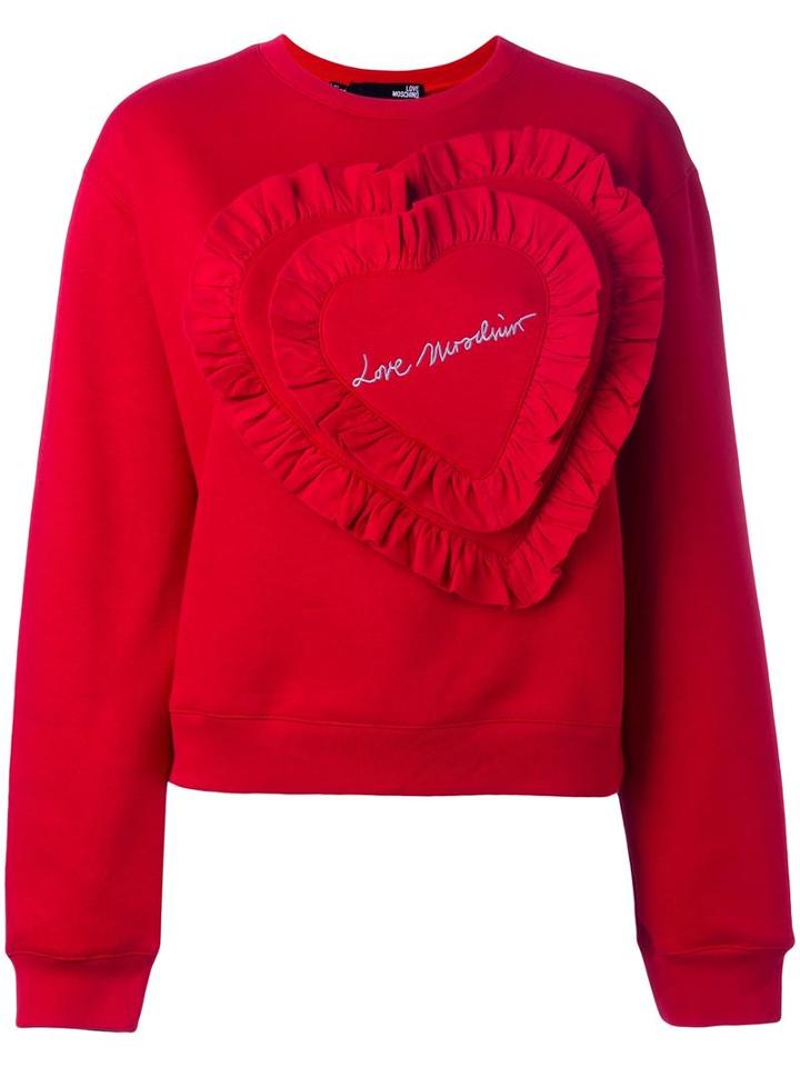 Love Moschino 'heart' Patch Sweatshirt, Women's, Size: 44, Red, Cotton/polyester