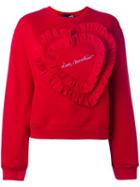 Love Moschino 'heart' Patch Sweatshirt, Women's, Size: 44, Red, Cotton/polyester