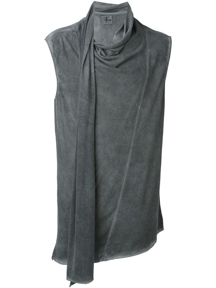 Lost & Found Ria Dunn Wide Fit Cowl Neck 'scarf' Tank Top, Men's, Size: Large, Grey, Cotton