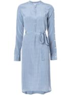 Robert Rodriguez - Belted Stripe Shirt Dress - Women - Silk - 8, Blue, Silk