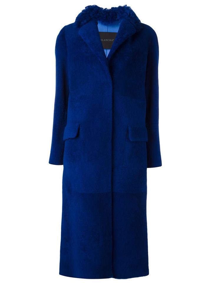 Blancha Single Breasted Coat, Women's, Size: 42, Blue, Sheep Skin/shearling/merino