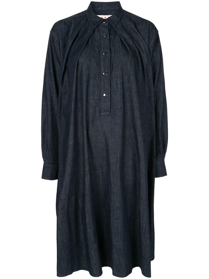 Marni Oversized Denim Shirt Dress - Blue