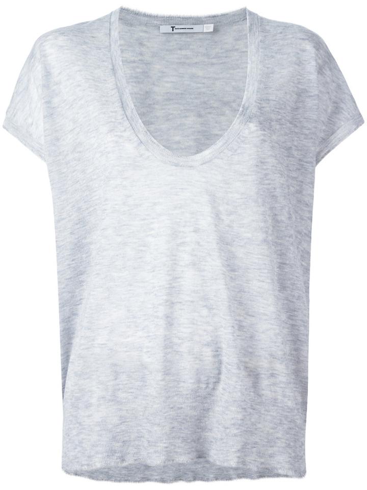 Alexander Wang Knit Scoop Neck Top, Women's, Size: Small, Grey, Wool/polyester/cashmere