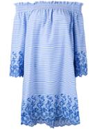 P.a.r.o.s.h. - Striped Off-shoulders Shift Dress - Women - Cotton/polyamide/polyester/spandex/elastane - M, Women's, Blue, Cotton/polyamide/polyester/spandex/elastane