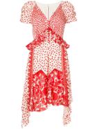 Self-portrait Printed Lace Panel Dress - Red