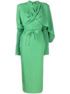 Matériel Drape Panelled Belted Dress - Green